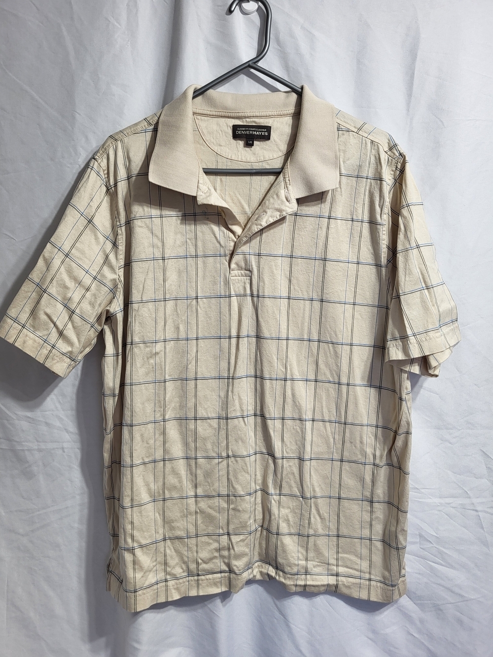 Denver Hayes Beige  Short-Sleeve Polo Shirt, Size Large